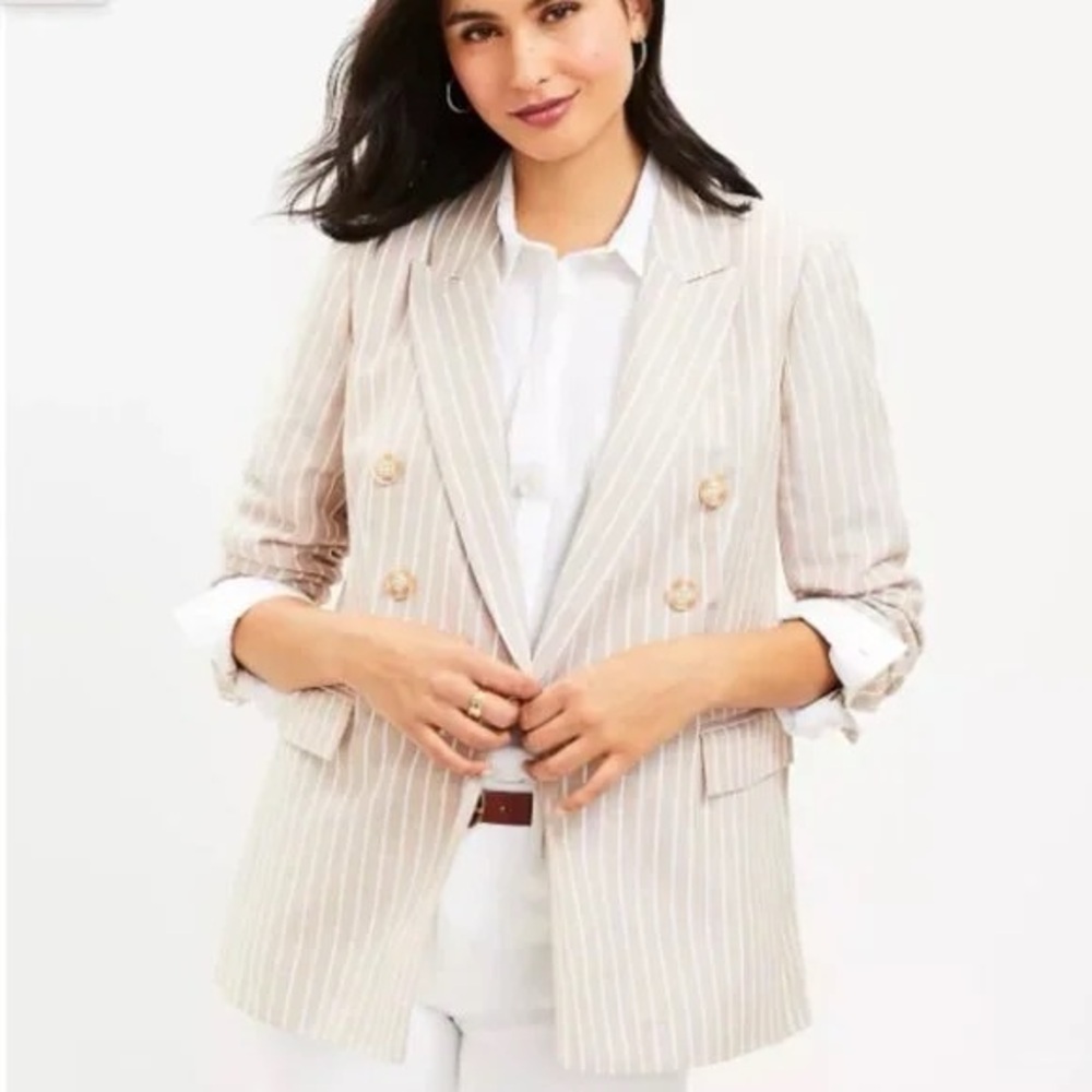Loft Linen Striped Blazer